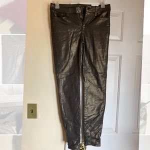 NEW WHBM Dark Gold Foil Stretchy Skinny Jeans Metallic